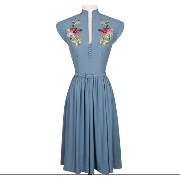 Trashy Diva French Blue Embroidered Maria Dress Sz 4 (Sm Pinhole) - Picture 1 of 10